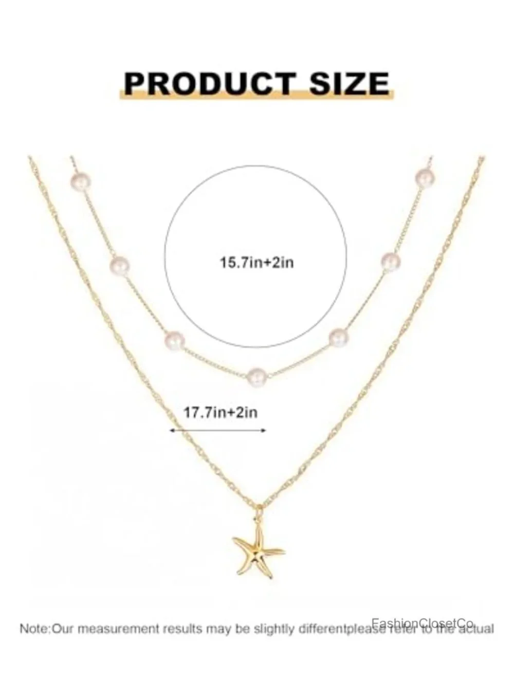 Layered Shell Starfish Pearl Necklace Gold Plated Beach Charm